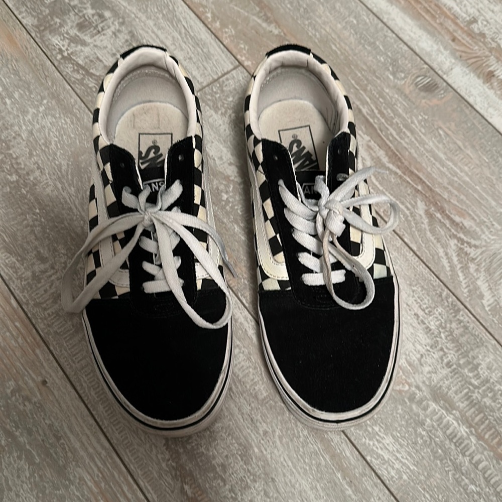 Vans black suede and check sides. Old skool shoe. 7.5